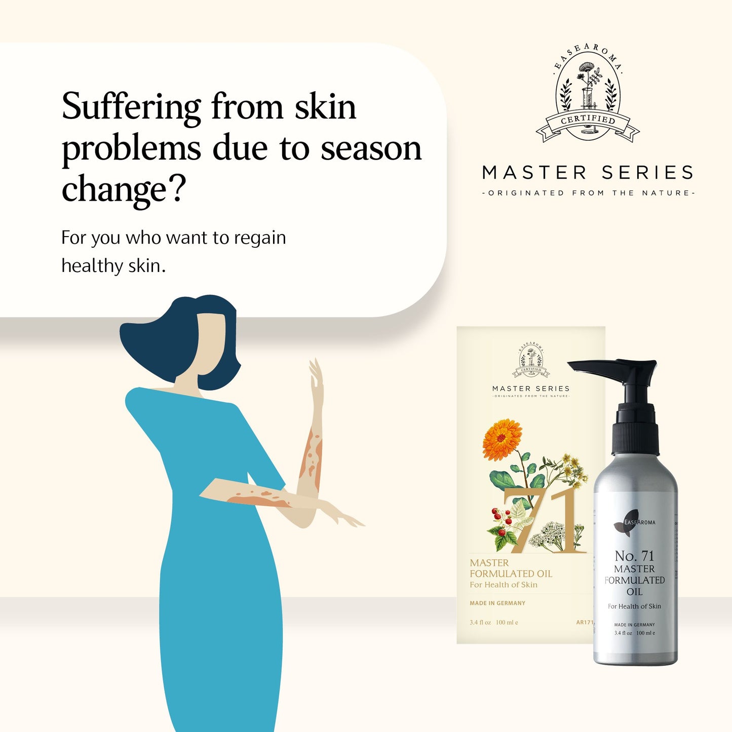 Easearoma Master Series No. 71 For Healthy Skin Care Formulated Oil Premium Essential Oil German Aromatherapy